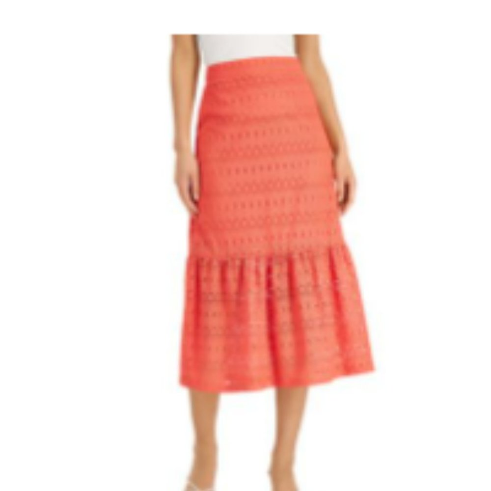 Petite JM Collection Maxi Skirt Coral Lace Size PL